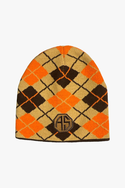 Anna Sui Argyle Beanie with Patch Marmalade
