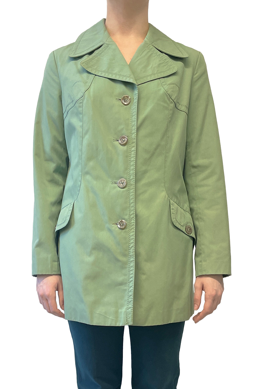 Anna Sui Vintage Sixties C&A Green Button Up Trench Coat