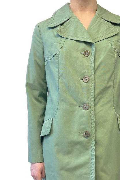 Anna Sui Vintage Sixties C&A Green Button Up Trench Coat
