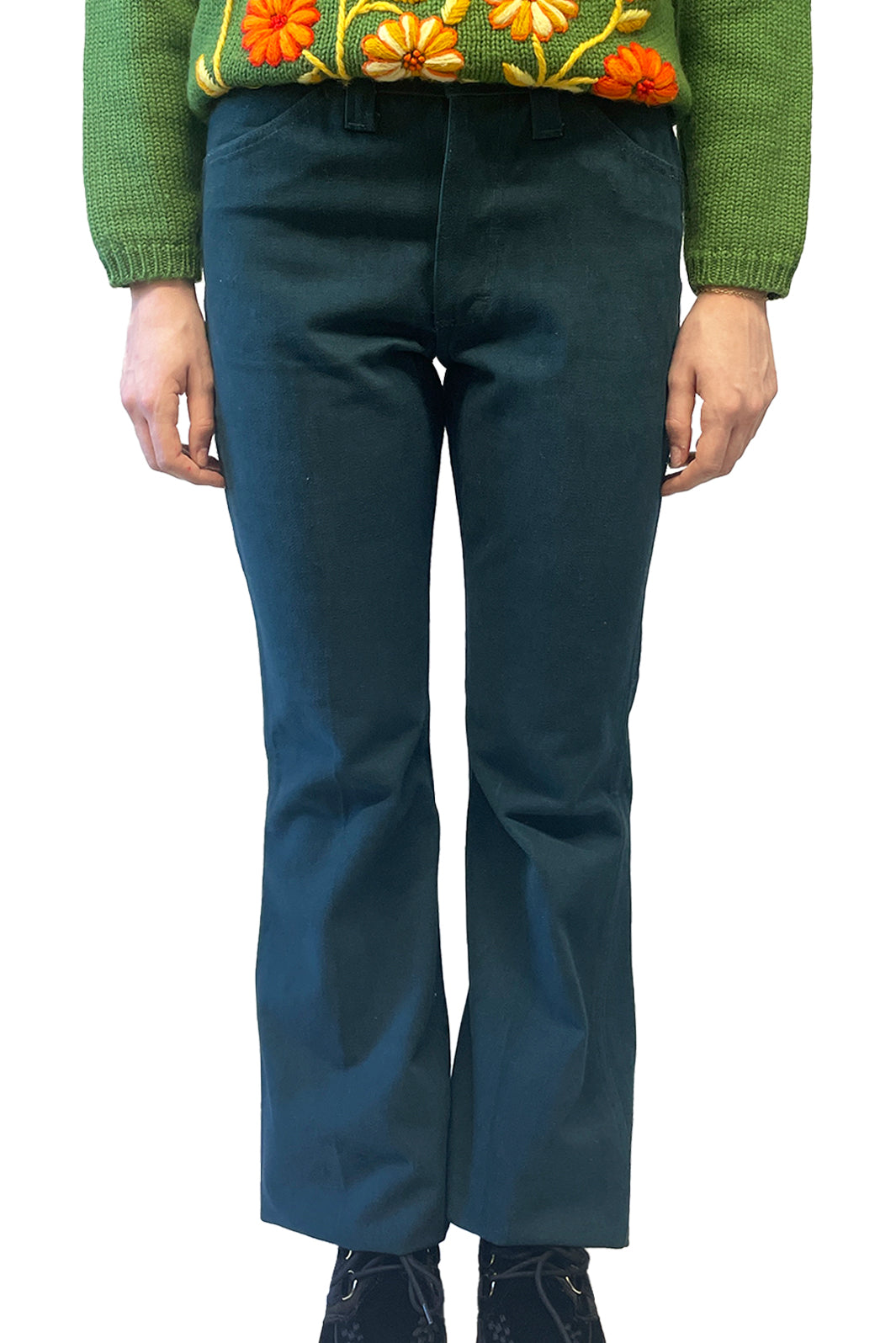 Anna Sui Vintage Seventies Lee Teal Flare Pants