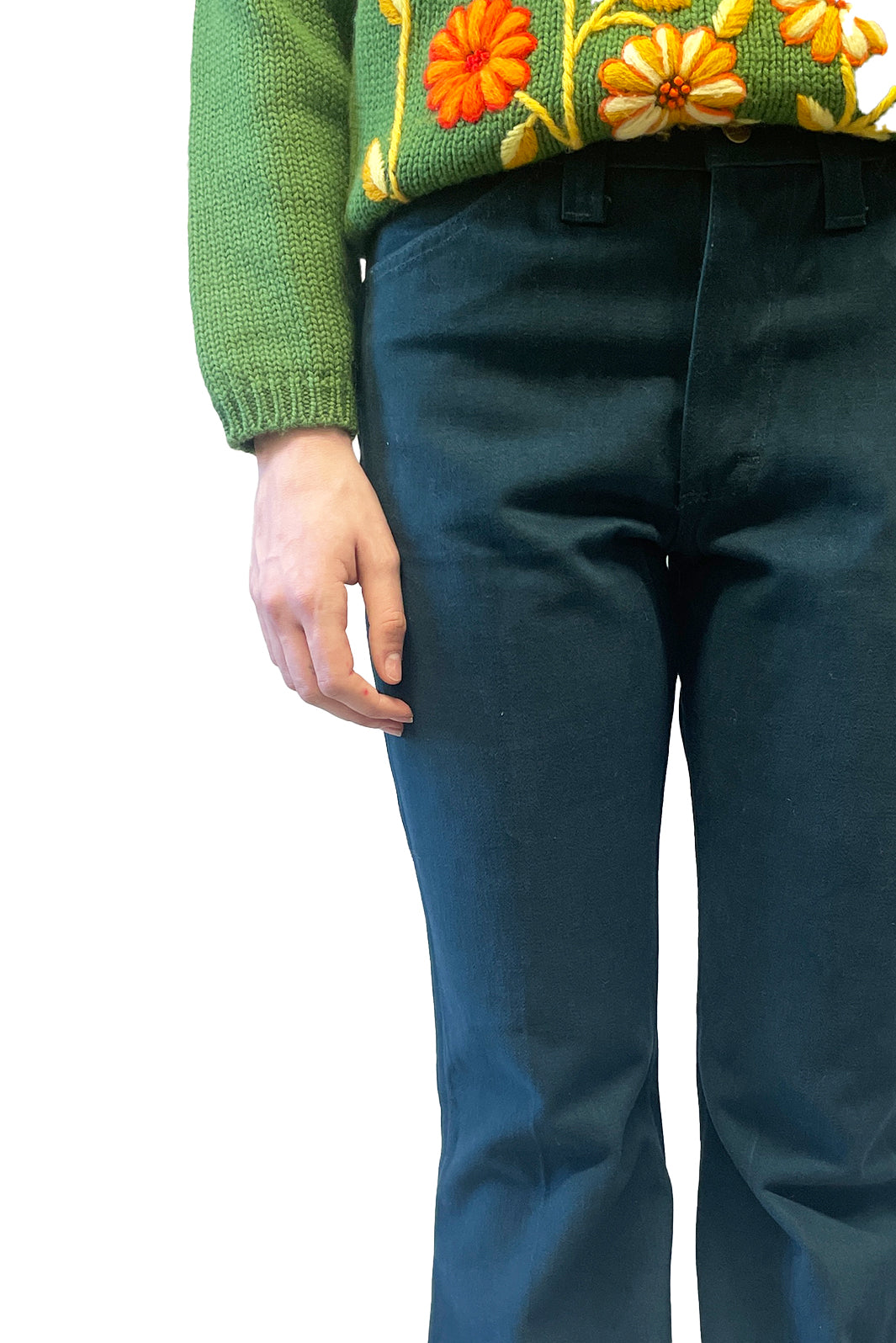 Anna Sui Vintage Seventies Lee Teal Flare Pants